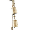 DECMODE TIBETAN DECORATIVE COW BELLS WITH 4 BELLS ON JUTE HANGING ROPE - GOLD New