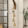 DECMODE TIBETAN DECORATIVE COW BELLS WITH 4 BELLS ON JUTE HANGING ROPE - GOLD New