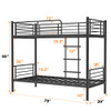 Noillats Metal Bunk Bed Twin Over Twin with Ladder, Safety Guard - Black