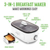 GreenLife 3-in-1 Breakfast Maker Station, Ceramic Nonstick Dual Griddles