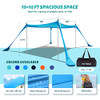 PETNOZ BEACH TENT CANOPY SUN SHADE UPF50+, EASY POP UP 10×10 FT 4 POLE - BLUE