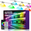 XINKAITE 150FT Permanent Outdoor Lights with 75 LEDs - Smart RGB+IC