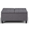 SIMPLIHOME Harrison 36" Wide Transitional Square Coffee Table Ottoman - Grey