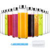 LUXFUEL CLEAR GLASS WATER BOTTLES, STAINLESS STEEL CAP, 12 SET - GLASS/STEEL