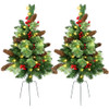 GUOOU SET OF 2 PATHWAY CHRISTMAS TREE URN FILLER, LIGHTED ARTIFICIAL - WHITE
