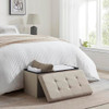 ORNAVO HOME 30" FOLDING STORAGE OTTOMAN LARGE STORAGE OTTOLINEN30 - BEIGE