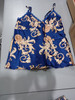 ARWSER WOMEN'S SILK SATIN PAJAMAS 4 PCS FLORAL SILKY SETS SLEEPWEAR - BLUE/GOLD