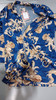 ARWSER WOMEN'S SILK SATIN PAJAMAS 4 PCS FLORAL SILKY SETS SLEEPWEAR - BLUE/GOLD