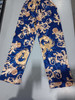 ARWSER WOMEN'S SILK SATIN PAJAMAS 4 PCS FLORAL SILKY SETS SLEEPWEAR - BLUE/GOLD