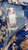 ARWSER WOMEN'S SILK SATIN PAJAMAS 4 PCS FLORAL SILKY SETS SLEEPWEAR - BLUE/GOLD