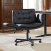 Amseatec Criss Cross Chair with Armrests & Wheels PU Leather Vanity Chair