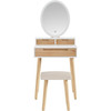 PULUOMIS SMALL MAKEUP VANITY DESK WITH ADJUSTABLE BRIGHTNESS LIGHT - WOOD/WHITE