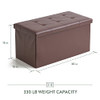 Edenbrook 30" Rectangle Storage Ottoman - Buttonless Tufted Ottoman - Brown Faux