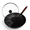 ABANGDUN Carbon Steel Wok Pan, Round Bottom Wok & Stir-Fry Pans, 13.4", Black