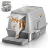 Eosarcu Stainless Steel Cat Litter Box Removable Lid, Easy Cleaning - Grey