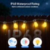 CUIWOS 100FT OUTDOOR STRING LIGHTS RGBW PATIO LIGHTS 30 LED DIMMABLE BULBS