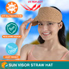 SUN CUBE WOMEN SUN VISOR HAT STRAW BEACH HAT WIDE BRIM UV PROTECTION BROWN