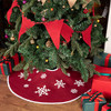 MACTING Christmas Burlap Tree Skirt 30 Inch Red/White Snowflake Printed New