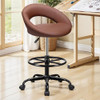 BESTFAIR DRAFTING CHAIR WITH BACK HEIGHT ADJUSTABLE ROLLING STOOL - BROWN