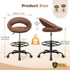 BESTFAIR DRAFTING CHAIR WITH BACK HEIGHT ADJUSTABLE ROLLING STOOL - BROWN