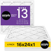 SIMPLY FILTERS SIMPLY 16X24X1 MERV 13 6 PACK - WHITE New