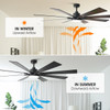 VACZON 72-IN COLOR-CHANGING LED CEILING FAN WITH LIGHT 6 BLADE - BLACK/WALNUT