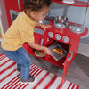 KIDKRAFT VINTAGE WOODEN PLAY KITCHEN WITH STAINLESS STEEL LOO TRIM - RED New