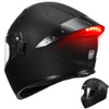 RSYSO Full Face Motorcycle Helmet Led Dual Visor Tail Light Dot Approved - Black