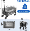 GENERIC FOLDABLE EXTENDED WAGON CART ALL TERRAIN 354 LBS WEIGHS 10 LB - GRAY