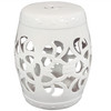 SUNNYDAZE KNOTTED QUATREFOIL CERAMIC GARDEN STOOL SIDE TABLE - 18" H - WHITE