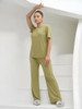 TALMONT WOMEN'S PAJAMA SET SHORT SLEEVE 2 PIECE OUTFITS SIZE: WOMEN 3XL - HAKI New