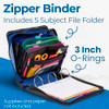 CASE-IT MIGHTY ZIP TAB SCHOOL ZIPPER BINDER 5-SUBJECT EXPANDING POCKETS New