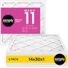 Simply 14x30x1 Air Filter, MERV 11, 6 Pack, For Home AC Furnace & HVAC New