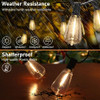 BOSCEOS 50FT SOLAR STRING LIGHTS DIMMABLE PATIO LIGHTS W REMOTE TIMER - BLACK