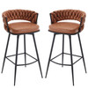 Counter Height Bar Stools Set of 2, 26 inch, Swivel Woven Back with Footrest