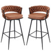 Counter Height Bar Stools Set of 2, 26 inch, Swivel Woven Back with Footrest
