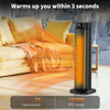 SPACE HEATERS INDOOR 24" 1500W PTC CERAMIC HEATER REMOTE THERMOSTAT - BLACK