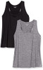 AMAZON ESSENTIALS WOMEN XS BLACK/DARK GRAY SPACE DYE (Set of 2) Tank Top New