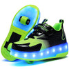 HHSTS KIDS SHOES NEW UPGRADED WITH WHEELS LED LIGHT COLOR BLACK/GREEN SIZE 4