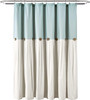 LUSH DECOR SHOWER CURTAIN, COCONUT BUTTON DETAIL (72” X 72”) - BLUE/OFF WHITE