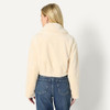 AMAZON ESSENTIALS WOMEN'S OVERSIZED CROPPED FAUX FUR JACKET - SIZE SMALL - CREAM