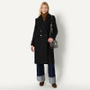 AMAZON ESSENTIALS WOMEN'S FIT DOUBLE BREASTED WOOL BLEND LONGLINE COAT BLACK L New