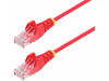 StarTech 2ft Red Slim CAT6 Ethernet Cable, Snagless, 100W PoE, UTP, LSZH, 28AWG