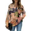 YESNO WOMENS OVERSIZED SOFT COZY GRAPHIC PULLOVER WOOL COTTON - SIZE: M - MULTI
