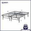 BEST PRICE MATTRESS NEW INNOVATED BOX SPRING METAL BED FRAME QUEEN 14" - BLACK