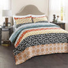 Lush Decor Bohemian Stripe Reversible Cotton Quilt Set 3 Piece Turquoise/Orange