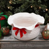 Bows & Ruffles Holiday Wool Basket - Ivory Xmas 11”x11”x7”