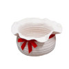 Bows & Ruffles Holiday Wool Basket - Ivory Xmas 11”x11”x7”