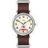 TIMEX MEN'S NFL WEEKENDER 40MM QUARTZ WATCH WITH LEATHER STRAP -WHITE/RED/BROWN New
