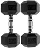 FITVIDS Premium Rubber Encased Hex Dumbbell, 25LB Pair - BLACK